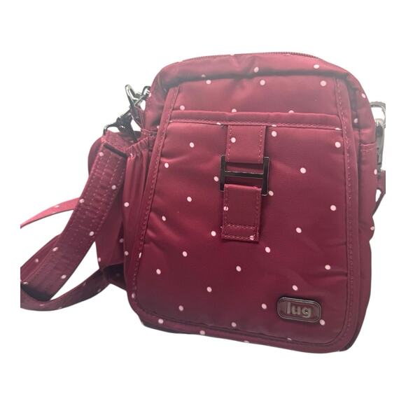 Lug Can Can Crossbody Purse Nylon Adjustable Strap Lightweight White Dots - Picture 1 of 6